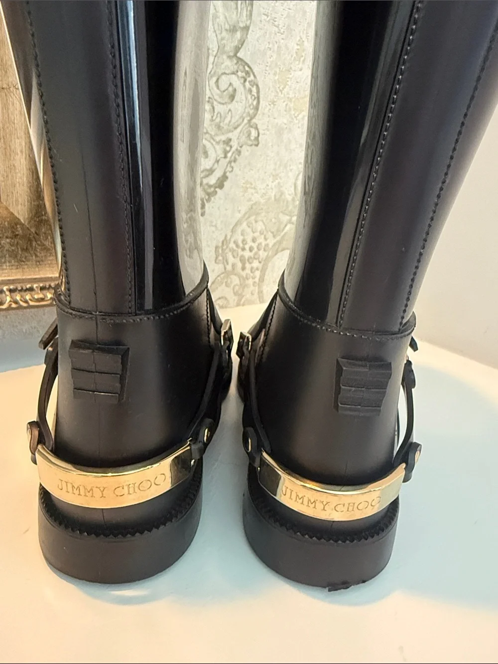 Jimmy Choo Rain Boots with Gold Hardware